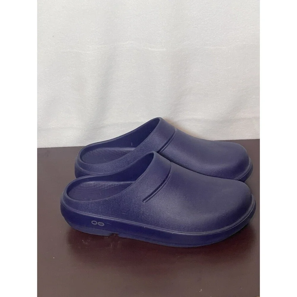 OOFOS Blue Slip-On Clog Sandals Rubber Upper Logo  US M6  W8 EU 39